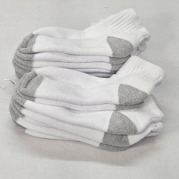 Kids White Athletic Socks with Gray Toe and‎ Heel 9 Pair Pack Size S 3-7 - Picture 7 of 7